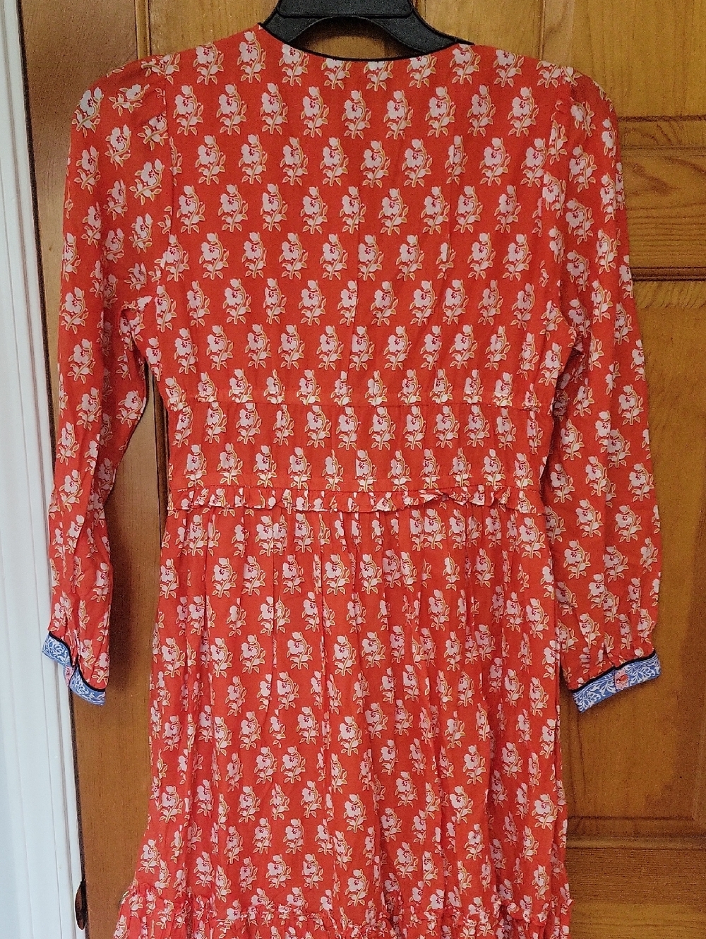 J. Crew Red Printed Button Front Midi Dress with Blue Trim size 6 NWT - Picture 8 of 8
